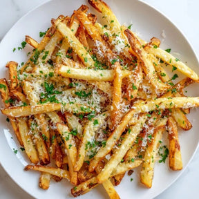 Parm Fries: crispy fries with grated Parmesan and fresh parsley